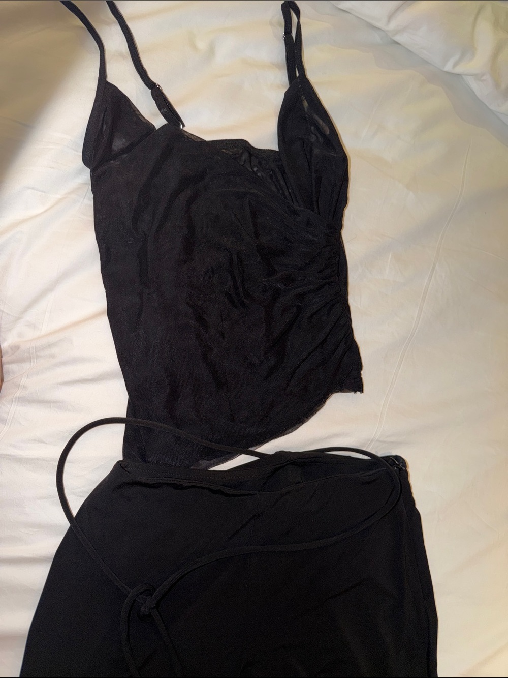 Tiger Mist Black Wide-Leg Pants with Matching Strappy Cami